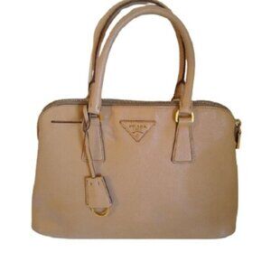 Prada Saffiano Lux Promenade Top Handle Satchel Bag in Cameo B…